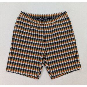 QOR Men's Swim Shorts Trunks Size 36 Blue Green Orange Plaid NEW